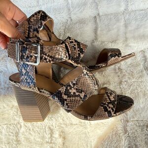 Express Snakeskin Pattern Block Heel